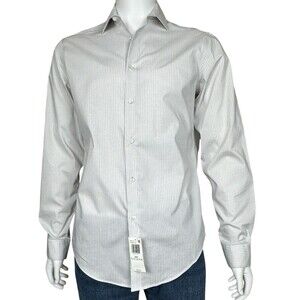 Calvin Klein Mens Medium Shirt Button Up Wrinkle Free Fresh Slim Fit Stretch New